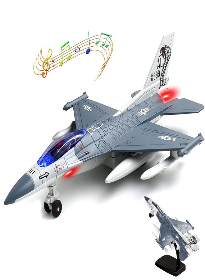 Lynkaye F-16 Fighting Falcon Thunderbirds Model Army Air Force Military Airplane Model Kit with Fun Lights and Sounds, Suitable for Military Enthusiasts to Acquire. (Grey White) - Image 1